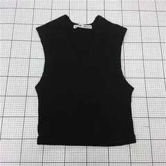 ◇ Θ CITEN シテン UNITED ARROWS ワッフル ノースリーブ ニット ベスト サイズF ブラック系 レディース E  【1509300013752】
