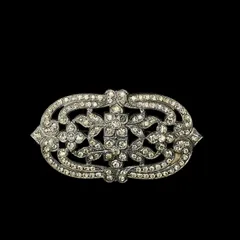 ヴィンテージ アールデコスタイル ラインストーン装飾ブローチ