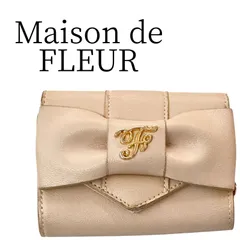 Maison de FLEUR ベージュ 折り財布 三つ折り財布 HMR081-14