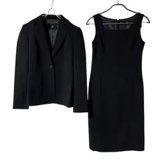 RE260【美品】4℃ ヨンドシー ブラックフォーマル ジャケット ノースリーブワンピース セットアップ ブラック サイズS