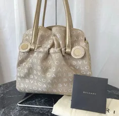 ブルガリ バッグ ハンドバッグ ツイスト ロゴ マニア ゴールド キャンバス