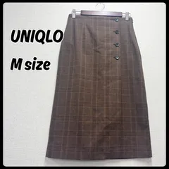 【新品未使用】UNIQLO ユニクロ サイドボタンチェックラップスカート ブラウン Mサイズ レディース
