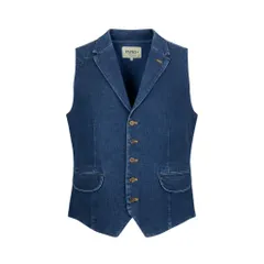 29k6【美品】PAPAS+ パパスプラス デニムベスト  ノースリーブ ジャケット アウター D045CFV 007 Lサイズ インディゴ メンズu02tのサムネイル