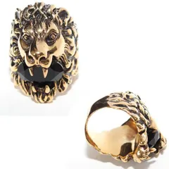 グッチ GUCCI ライオンヘッド リング 402763 J1D50 8029 23サイズ アンティークゴールド ブラッククリスタル 指輪 アクセサリー メンズ レディース ユニセックス 売れ筋