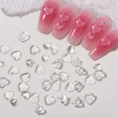 【数量限定】DIY ネイル デコパーツ レジン 5mm 透明 3D 6mm パーツ ハート 約200個 ネイルツール ネイルパーツ (B) YFFSFDC