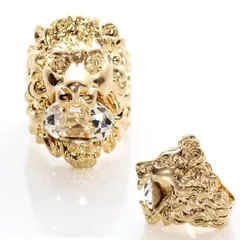 グッチ GUCCI ライオンヘッド リング 402763 J1D50 8062 アンティークゴールド クリアクリスタル 指輪 アクセサリー メンズ レディース ユニセックス 【新品・本物】 売れ筋