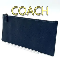 【美品】COACH コーチ フラット レザーポーチ ブラック 型押し / COACH Black Crossgrain Leather Flat Pouch　1106001