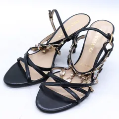 ブルーノマリ サンダル 本革 レザー ハイヒール ビジュー ブランド 靴 イタリア製 黒 レディース 35.5サイズ ブラック Bruno Magli 【中古】