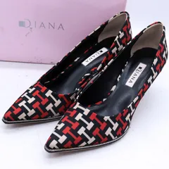 ダイアナ パンプス ポインテッドトゥ ブランド シューズ 靴 日本製 黒 レディース 24サイズ ブラック×オレンジ DIANA 【中古】