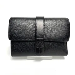 LOEWE　ロエベ　アナグラム　レザー 三つ折り財布　ブラック　(54806)