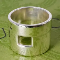 極美品14号 グッチ モダニスト シルバー ワイド リング/25-2047S