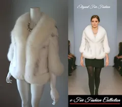 街角でひときわ目を引く☆大人可愛いホワイトフォックスファー×クロスミンクケープ毛皮マントジャケット新品本物毛皮リアルファーコート