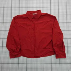 ◇ Θ<br>ボタンあり UNIQLO ユニクロ シンプル 長袖 クロップドシャツ サイズL レッド系 レディース E  【1508260044264】