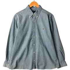 古着 ラルフローレン Ralph Lauren SLIM FIT スリムフィット 長袖 ボタンダウン シャンブレーシャツ レディースXL相当/eaa595492