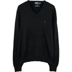 古着 ラルフローレン Ralph Lauren POLO by Ralph Lauren Vネック ピマコットンニットセーター メンズL相当/eaa434108