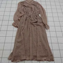 ◇ ⊂ OLIVE des OLIVE オリーブ デ オリーブ 花柄入り 長袖 ロング丈 ワンピース サイズF ブラウン系 レディース E  【1508260047494】