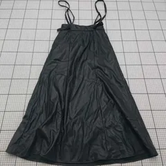 ◇ ⊂ Heather ヘザー レザー系 ノースリーブ 膝下丈 ワンピース サイズF ブラック系 レディース E  【1508260047951】