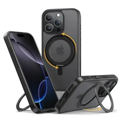 【在庫処分】NIMASO iPhone 16 Pro Max 用 ケース 縦横両対応 360°回転スタンドケース MagSafe対応 携帯スマホケース リングマグネット搭載 カバー いPhone 16 Pro Max 対応 ワイヤレス充電対応 マット感 防指紋