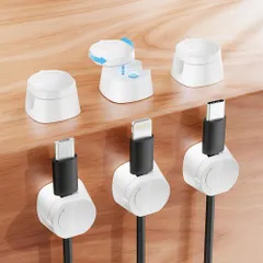 【数量限定】Maveek 6個セット 革新! 360°回転ツイストロック 磁気式 ケーブルホルダー ケーブルクリップ 片手操作可能 貼り付け 強力粘着 配線整理 配線収納 ケーブル管理 方向に限らず ケーブルスムーズ調整可能 コードオーガナイザー デスク周り