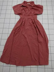 ◇ ⊂ ナチュラルクチュール シンプル系 ノースリーブ 膝下丈 ワンピース サイズF レッド系 レディース E  【1509190010930】