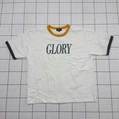 ◇ Θ ページボーイリム 文字入り 半袖 半袖Ｔシャツ サイズM ホワイト系 メンズ E  【1509190011517】