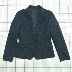 ◇ Θ コムサイズム 柄入り 長袖 テーラードジャケット サイズ7 ネイビー系 レディース E  【1509190011449】