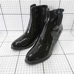 ■ ⊇ 【イーボル EVOL】エナメル調 ショートブーツ ブラック系 Sサイズ レディース E  【1510070004000】