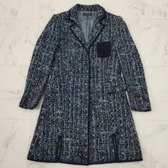 DUAL VIEW　デュアルビュー　ツイード　ロングジャケット　コート　ネイビー・ブルー系　40　L