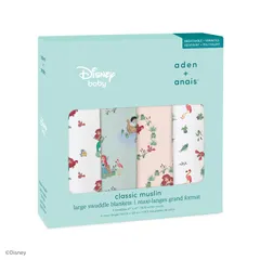 aden + anais エイデンアンドアネイ スワドル リトルマーメイド ワンスアポンアストーリー 4枚 おくるみ コットンモスリン 