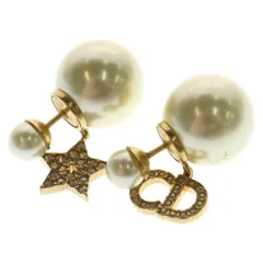 Christian Dior (クリスチャンディオール) Tribales CDロゴ ライトストーン スター パール ピアス ゴールド