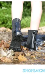 レインブーツレディース おしゃれ チェルシーブーツ ショート 防水 サイドゴア ブーツ ニット ゴア 雨靴 黒 ブラック カーキ レインシューズ 長靴674