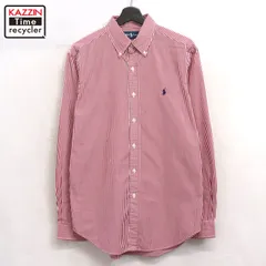 00s RALPH LAUREN ストライプ柄 ボタンダウン 長袖シャツ メンズ 表記Mサイズ