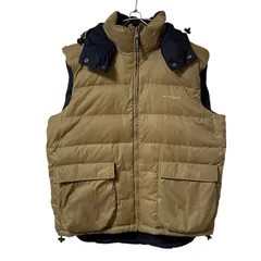 Z1573【美品】TOMMY HILFIGER トミーヒルフィガー ダウンベスト リバーシブル フード付 ベージュ/ネイビー サイズXL