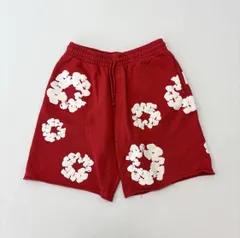 DENIM TEARS デニムティアーズ 花柄 スウェット イージー ショート パンツ ショーツ レッド 系 サイズ M 708-0100