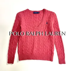 cj91 小さいサイズ POLO RALPH LAUREN カシミヤ 羊毛 Vネック　ウール　セーター　ケーブル ニット　ポニー 刺繍 ロゴ　ポロラルフローレン