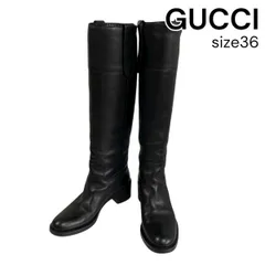 ✨美品✨ グッチ サイドジップ レディース ロングブーツ ブラック 38.5 美品 GUCCI グッチ パイソンレザー サイドジップ ヒール ロングブーツ