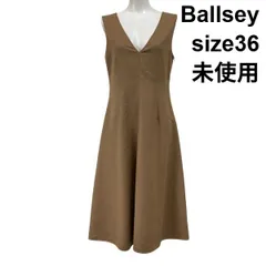 ◆ 未使用 ボールジィ Ballsey ロングワンピース ノースリーブ フレア Vネック キャメル ウール混 シルク混 36 S 7号 レディース S5X113