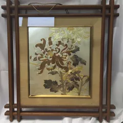 S【アンティーク】彫金工芸 彫金画 金属 絵画 額縁 美術品
