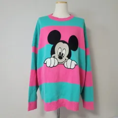 ブークレ ミッキーマウス ストライプ ニット ピンク/ミント