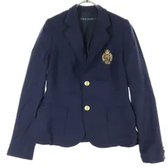 美品 RALPH LAUREN ラルフローレン 日本製 金ボタン エンブレム 長袖 ブレザー 7 ネイビー 紺ブレ メンズ 古着