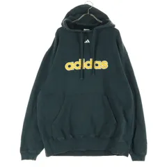 adidas アディダス 裏起毛 英字 長袖 パーカー 2XO ブラック メンズ 古着
