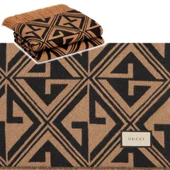 グッチ GUCCI Gランバス ウールジャガード ブランケット ブラウン×ブラック GG 698797 ZAJIY 2034 カシミア混紡 WG ストール マフラー ベッドソファーカバー ひざ掛け メンズ レディース ユニセックス【新品・本物】売れ筋