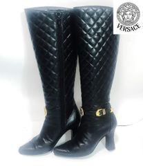 Gianni Versace メデューサモチーフ キルティングロングブーツ R 