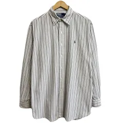 Polo Ralph Lauren ポロ ラルフローレン LOWELL  SPORT コットンシャツ ストライプ 長袖シャツ ワンポイントロゴ 刺繍 白×黒 Lサイズ No.H856