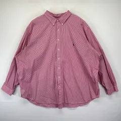 古着 ラルフローレン RALPH LAUREN 長袖シャツ 大きいサイズ ストライプ柄 ワンポイントロゴ刺繍 4XB  ホワイト メンズ