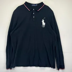 古着 ポロ・ラルフローレン POLO RALPH LAUREN 長袖ポロシャツ 鹿子 大きいサイズ ビッグポニー XXL  ブラック メンズ