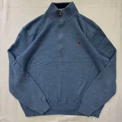 Polo by Ralph Lauren ポロ ラルフローレン ハーフジップ コットンニット ワンポイント 刺繍 ブルーネイビー No.E793