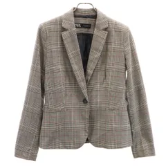 ZARA ザラ チェック柄 テーラードジャケット USA6 グレー レディース 古着