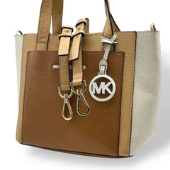 極美品　希少　MICHAEL KORS マイケルコース　MK 2way ショルダーバッグ　ハンドバッグ　ジェマ　GEMMA レザー　ポケット　トライカラー　ベージュ　ブラウン　茶