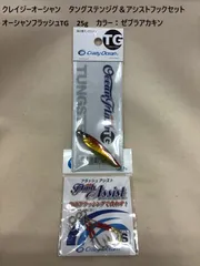 クレイジーオーシャン　タングステンジグ＆アシストフックセット　オーシャンフラッシュTG　25g　カラー：ゼブラアカキン（表裏非対称形状・表裏非対称カラー）のサムネイル